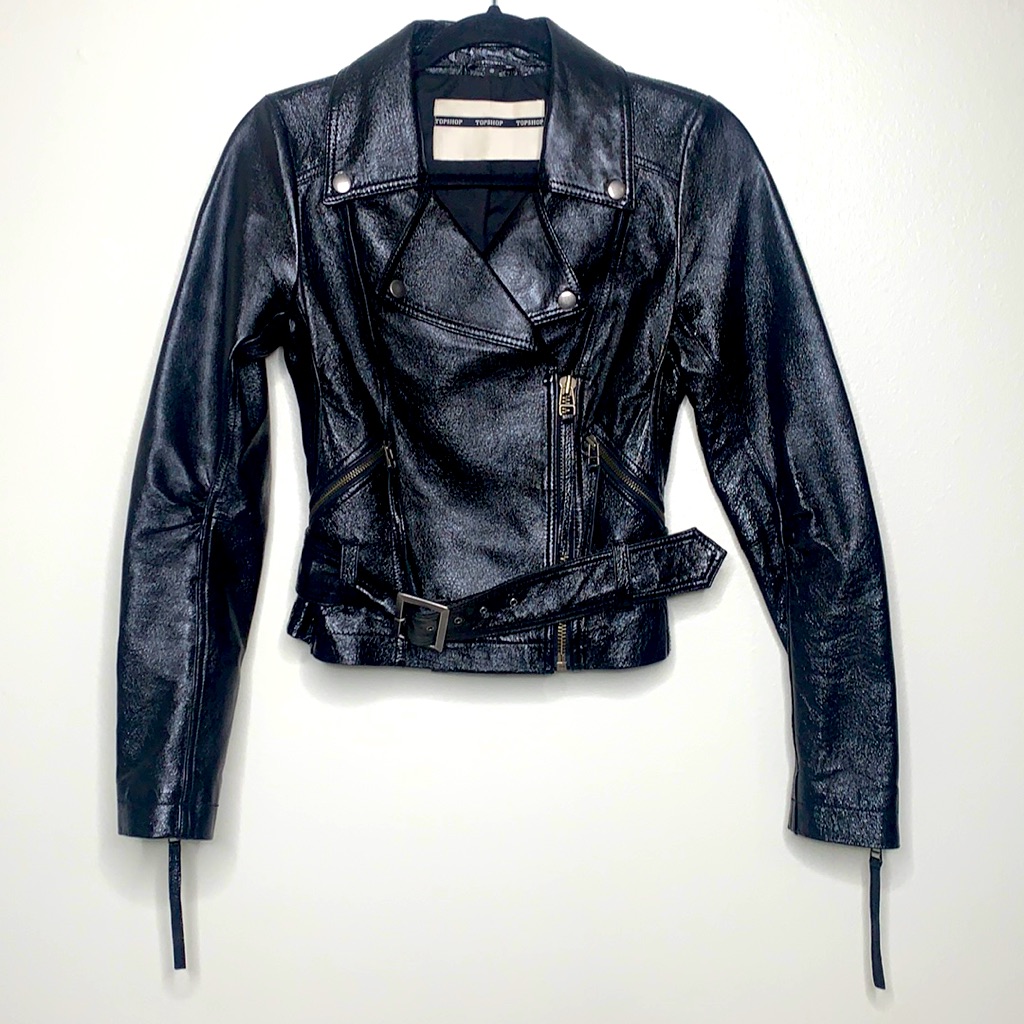 Top Shop Wax Leather Moto Jacket